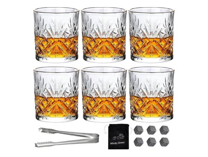 LuxusKollektion Whiskyglas Whiskey Gläser 6er Set Kristallglas 300ml Old Fashioned Scotch Bourbon, Glas