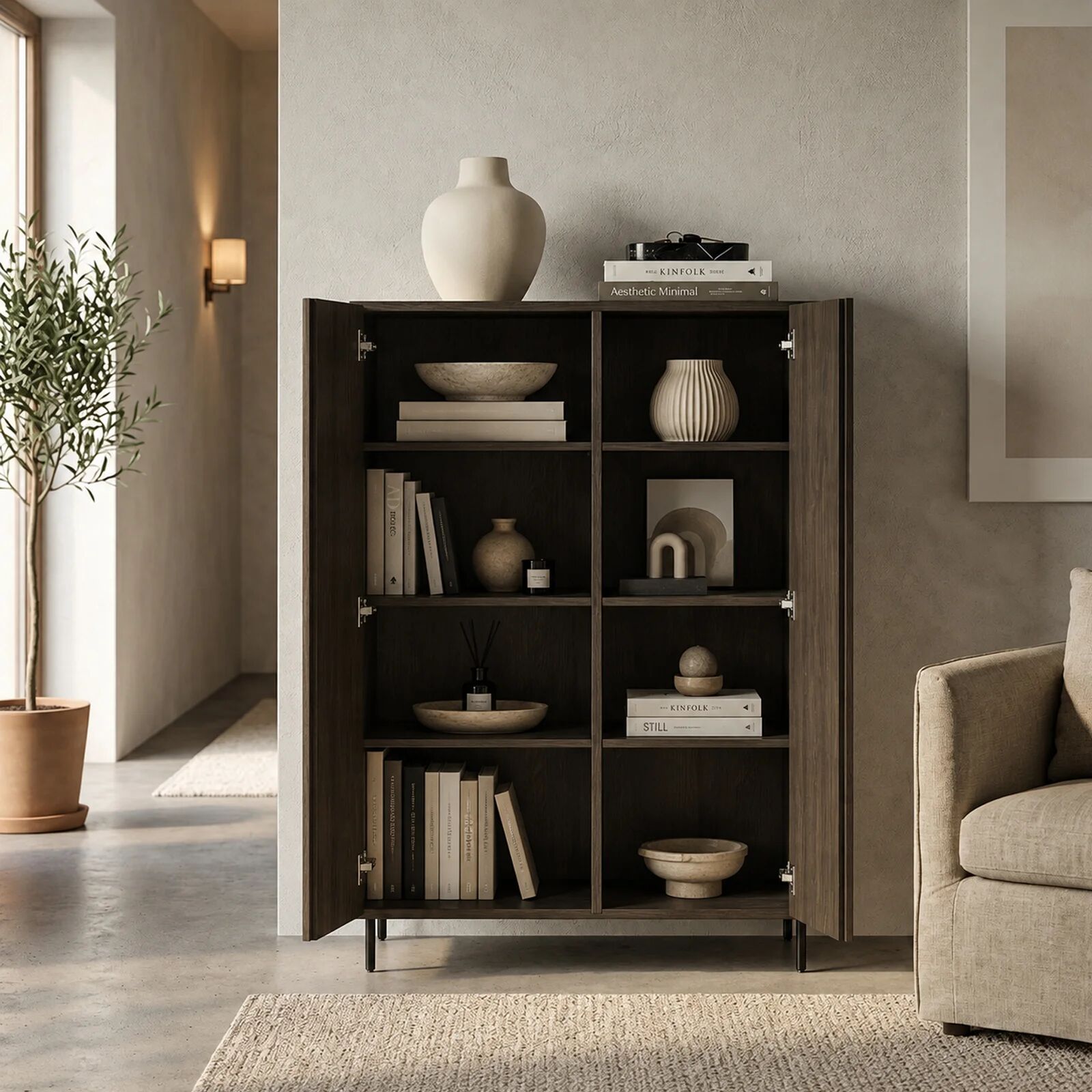 garneroarredamenti Madia alta 92x144h cm 2 ante wengè Blackwood