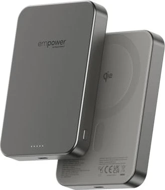 PanzerGlass Empower kabellose Qi2 Powerbank 10000 mAh, MagSafe, grau, Alugehäuse