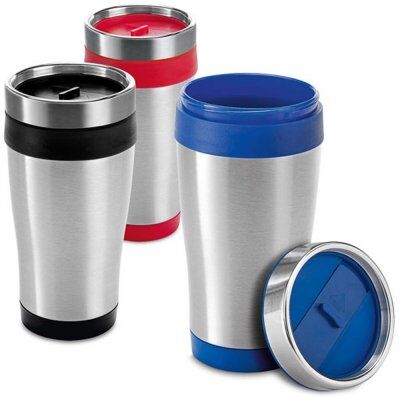 Bicchiere viaggio acciaio 420 ml doppio corpo con coperchio Personalizzate o neutre
