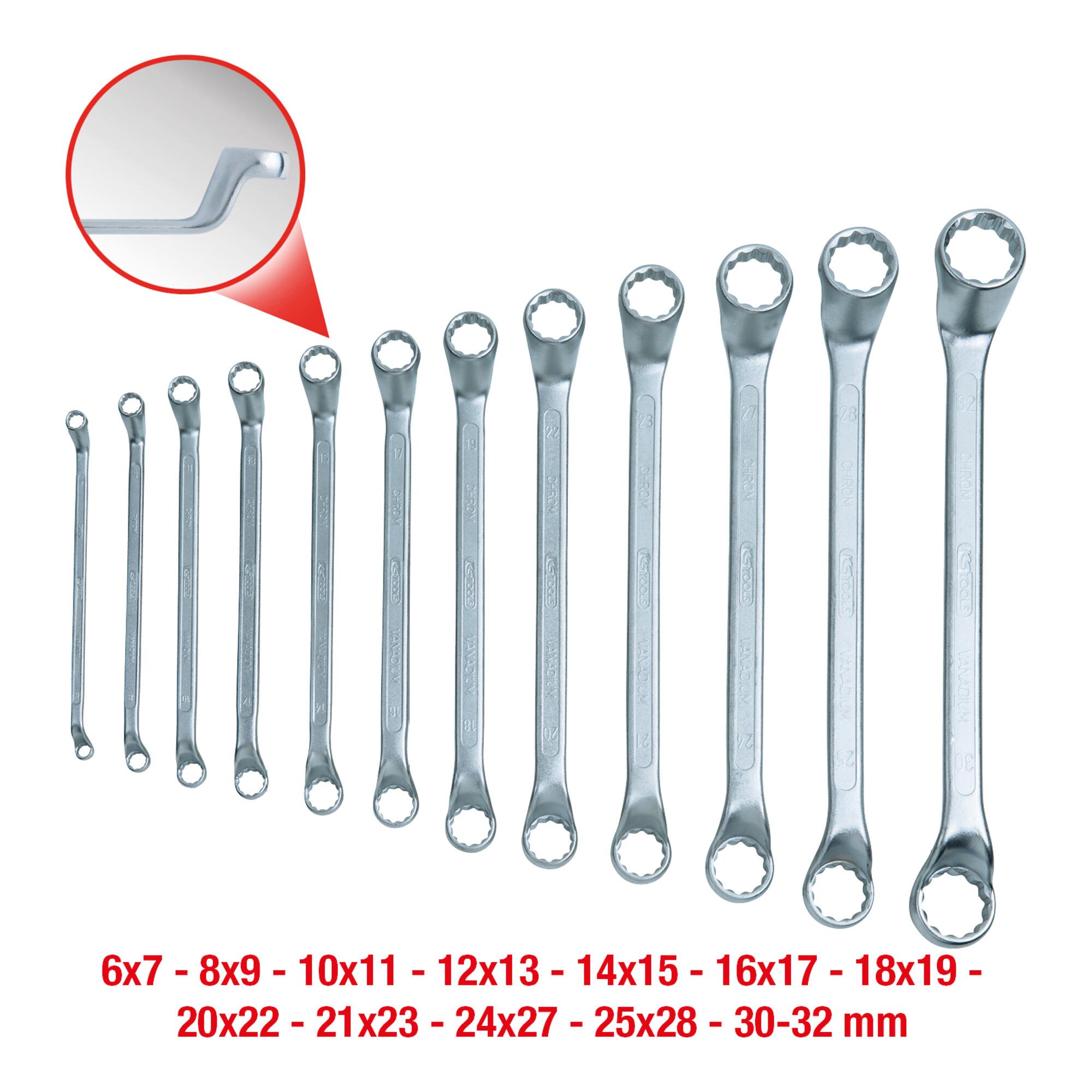 KS Tools CLASSIC Doppel-Ringschlüssel-Satz, 12-teilig gekröpft, 6-32mm (517.0250)