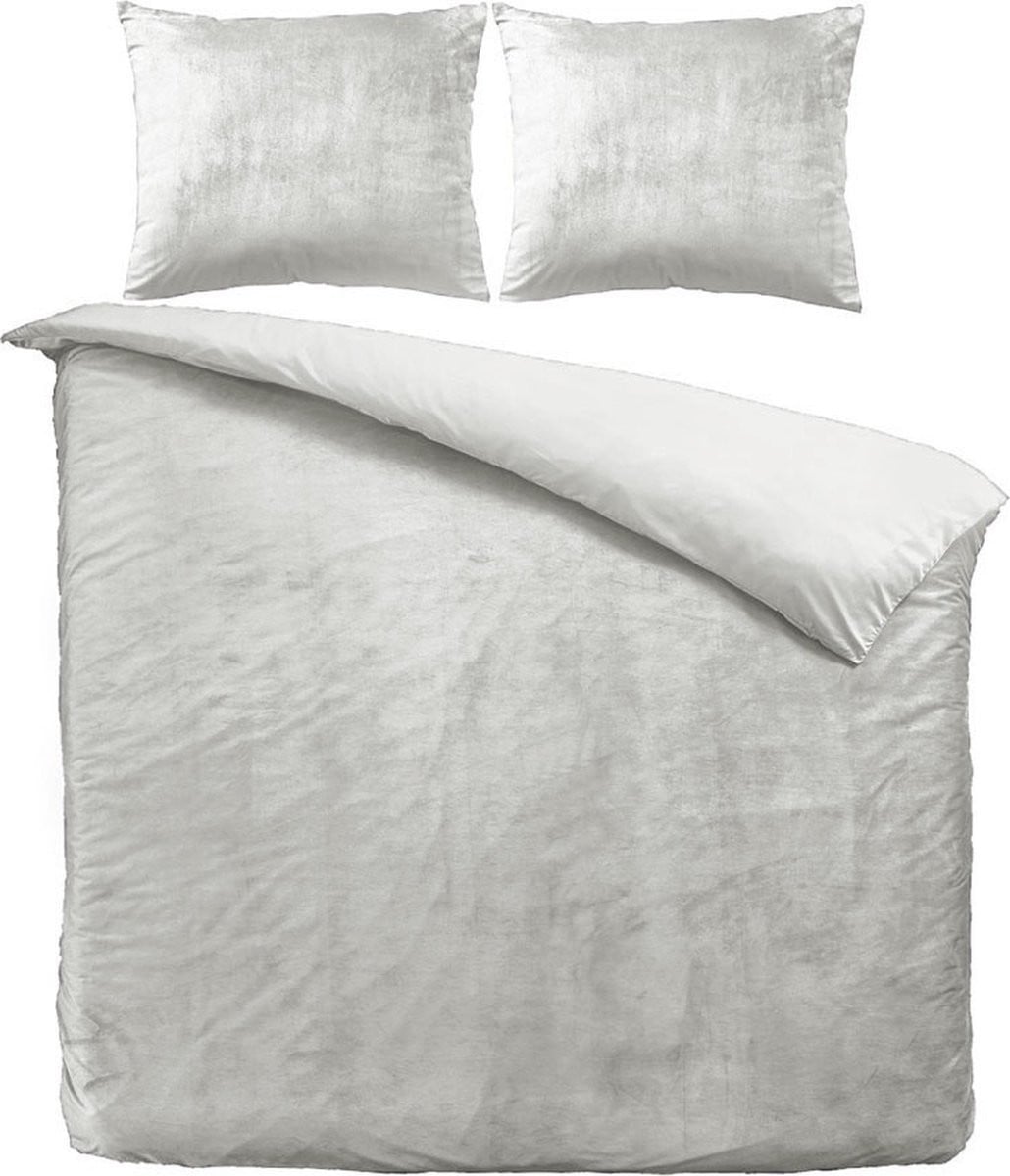 Beau Maison Velvet Dekbedovertrek - Zilver - 140 x 200 cm