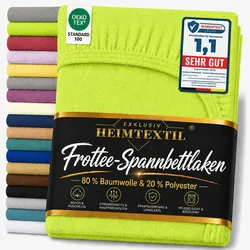 EXKLUSIV HEIMTEXTIL Frottee Spannbettlaken Doppelpack Premium 200 x 220 cm Apfelgrün/Limette