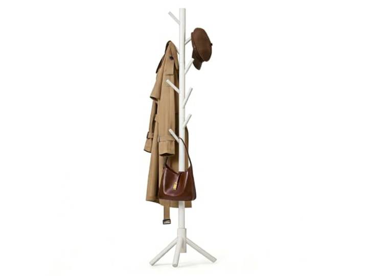 Relaxdays Porte-Manteau modulaire\, 8 Crochets\, Blanc hauteur jusqu'à 175 cm\, entrée & bureau\, pin
