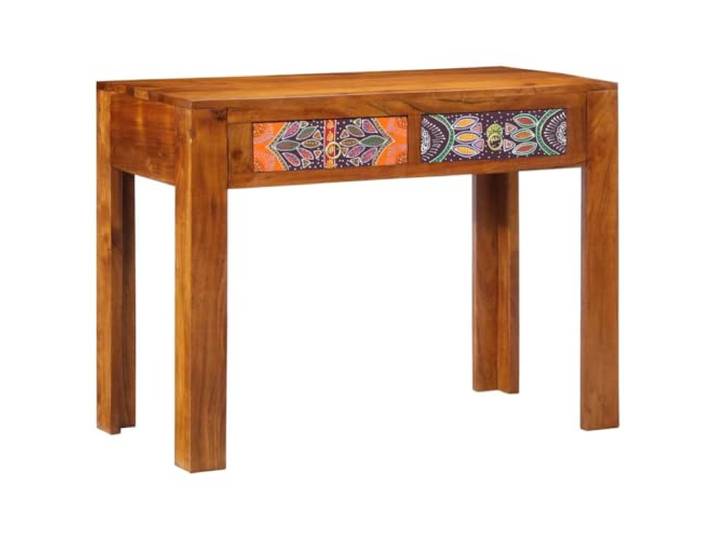 KTHLBRH Schreibtisch Braun 100 x 50 x 75 cm aus Akazienholz mit Schubladen Massives Akazienholz, Holzwerkstoff, Fächer, Schubladen, Homeoffice, Lernbereich, Jugendzimmer, Montage erforderlich