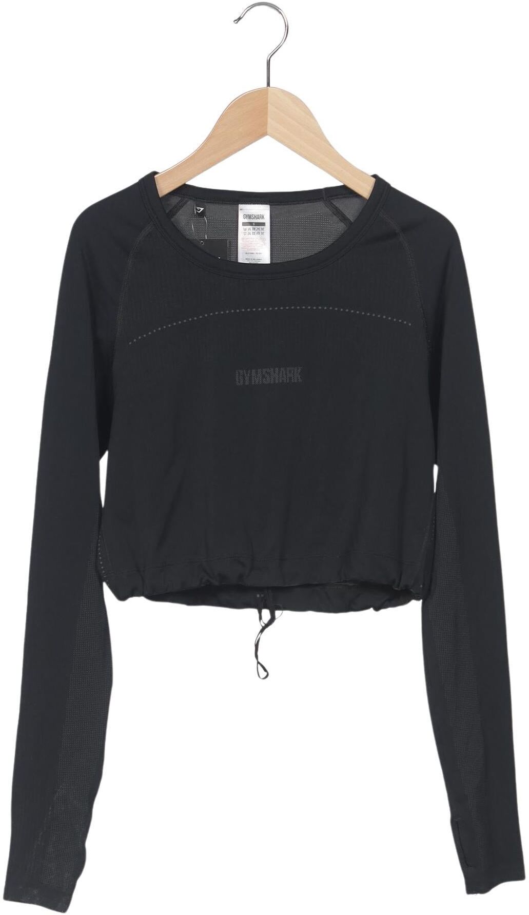 Gymshark Damen Langarmshirt, Schwarz, Gr. S, Synthetik - Second Hand