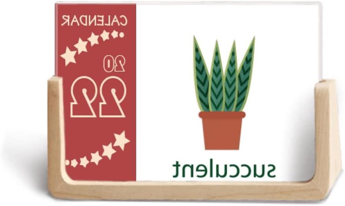 Bureau Kalender Planner 2022 met Houten Frame - Groen - 10.2 x 15.2 cm