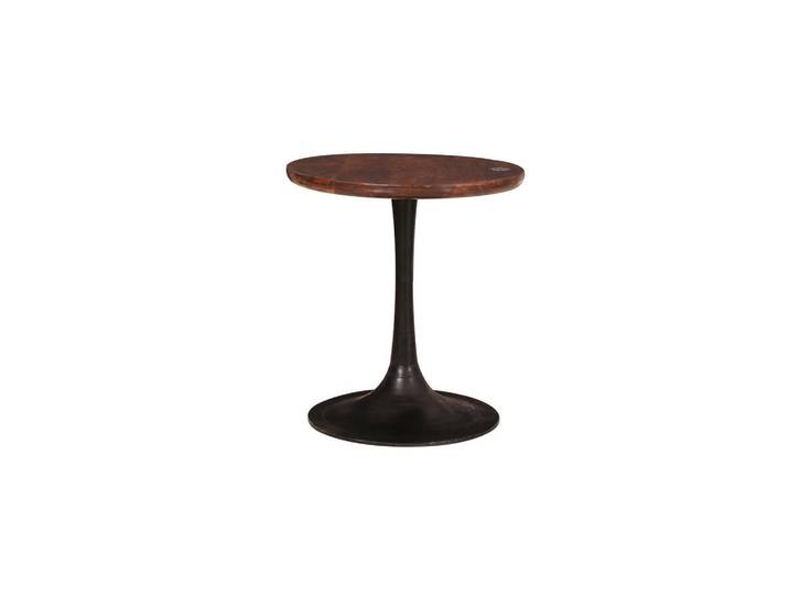 Mid.you Beistelltisch, Braun, Schwarz, Holz, Metall, Mangoholz, massiv, rund, Sockel, 40x42x40 cm, Wohnzimmer, Wohnzimmertische, Beistelltische, Beistelltische Metall
