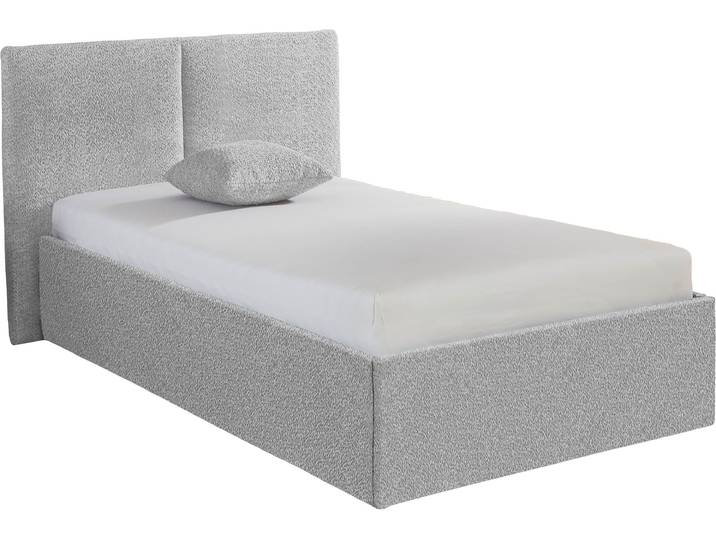 Polsterbett, grau, B:128cm L:210cm, Bezug. Hochwertiger Bouclé, 100% Polyester pflegeleicht, Polsterung: Polsterwatte, Material Gestell: gepolsterter Holzwerkstoff, , WESTFALIA SCHLAFKOMFORT, Betten, Polsterbett