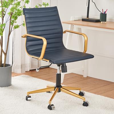 LUXMOD Executive Office Chair Ribbed Adjustable Swivel Home Office Desk Chair