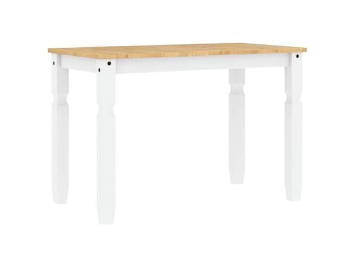 HKQWPBF Esstisch Weiß 112x60x75 cm Massivholz Kiefer Massive Kiefer, gerade Maserung, rustikale Aststellen, robuste Tischplatte, feuchtes Tuch, 110 kg pro Sitzplatz