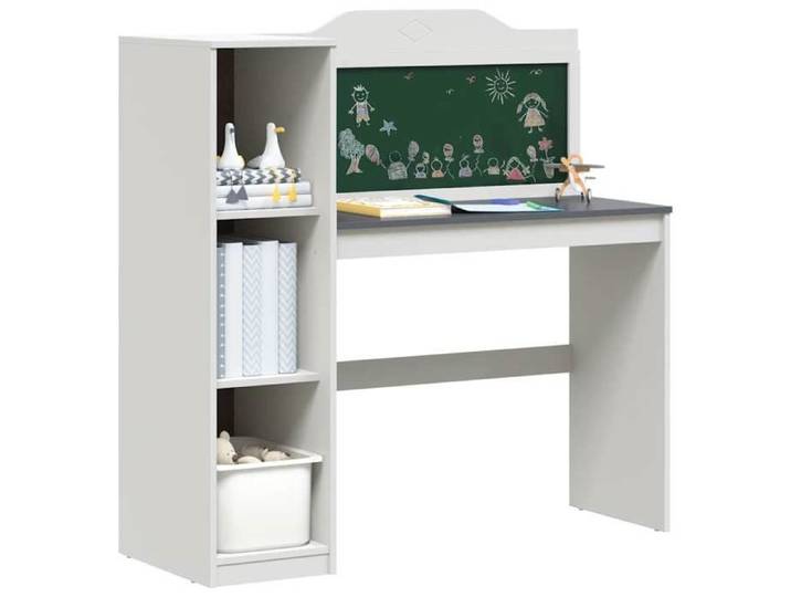 Bureau informatique multimédia - Rangement créatif pour enfants ROROS Blanc et Gris - Assemblage requis（2421）