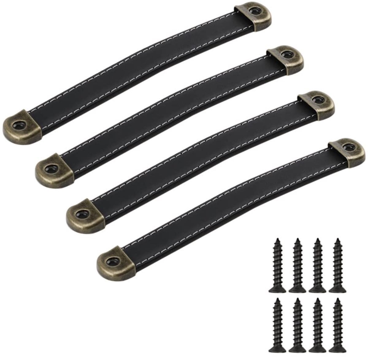 Dailygoods Set van 4 Lederen Handgrepen voor Meubels - Gatenafstand 160 mm