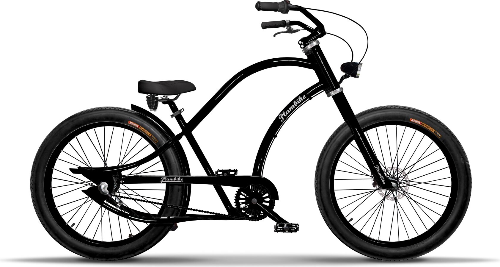 Plumbike Grand Chopper Falcon Fahrrad, 26" Räder, 7-Gang-Version, Mattschwarz