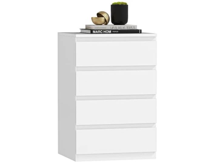 HOMCOM 4-Schubladen Kommode, Soft-Close, Modern, 45x40x68cm, Weiß Kommode für Schlafzimmer, Wohnzimmer, Büro.