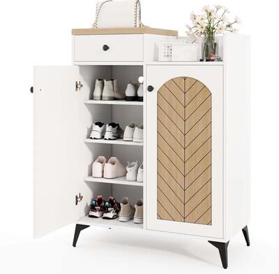 6-Tier Shoe Storage Cabinet w/Drawer Shoe Cabinet w/Doors