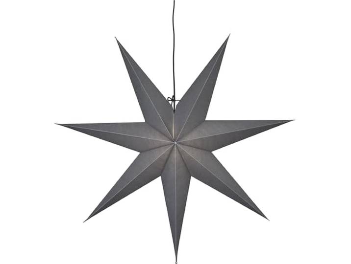 Weihnachtsstern Ozen von Star Trading, 3D Papierstern Weihnachten in Grau, Dekostern zum Aufhängen mit Kabel, E14 Fassung, Ø: 70 cm
