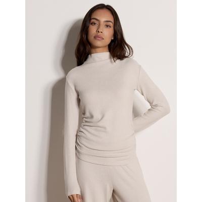 Strickpullover APRICOT "Soft-Touch-Oberteil", Damen, Gr. 8, stone, Strick, , Modisch, normal Normale Länge, Rundhals, gerader Abschluss, Pullover Strickpullover, mit Raffungen