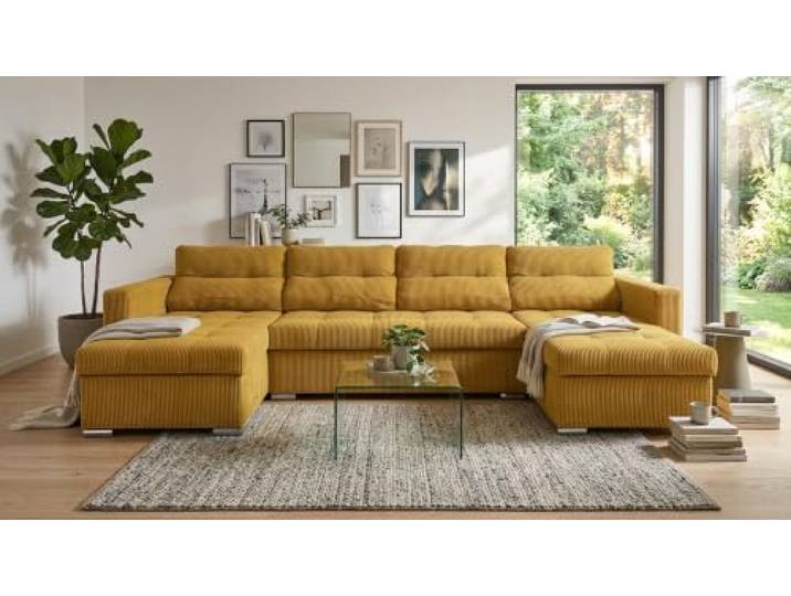 Family Meble Varius Big Wohnlandschaft mit Schlaffunktion – Senfgelb – 1