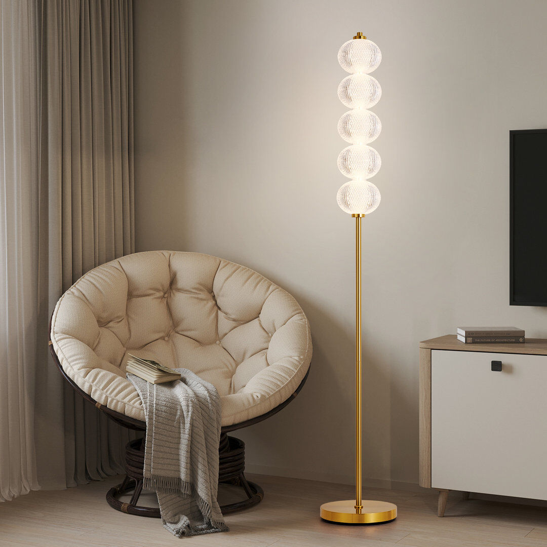 Metro 160cm Matte LED Novelty Floor Lamp Gold 160cm H X 25.4cm W X 25.4cm D