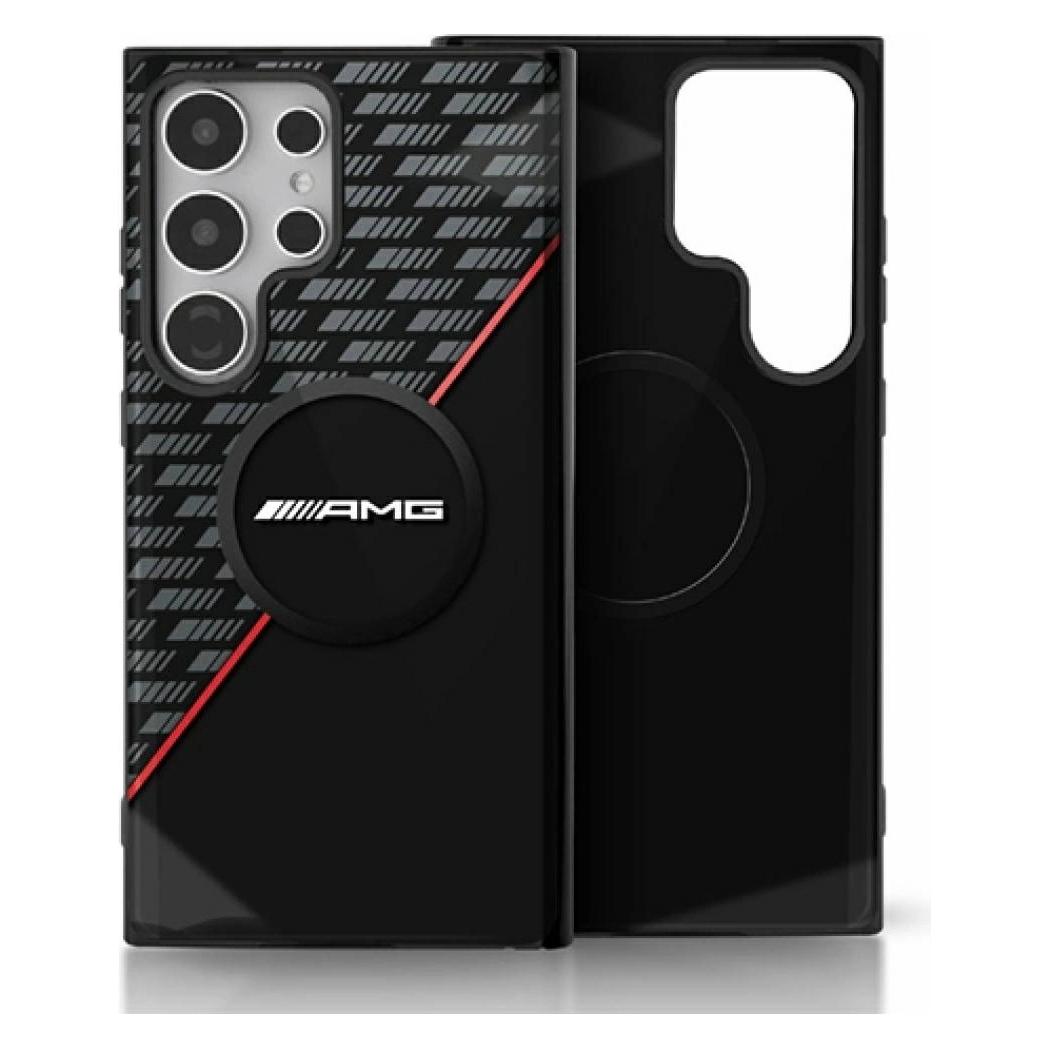 Mercedes AMG Double Layer Rhombs MagSafe Case for Samsung Galaxy S25 Ultra - Black/Red (Samsung Galaxy S25 Ultra) (AMG00097-0)