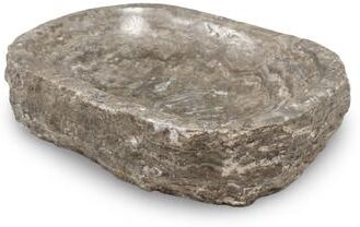 BIDKhome Grey Travertine Rough Organic Shaped Edged Bowl