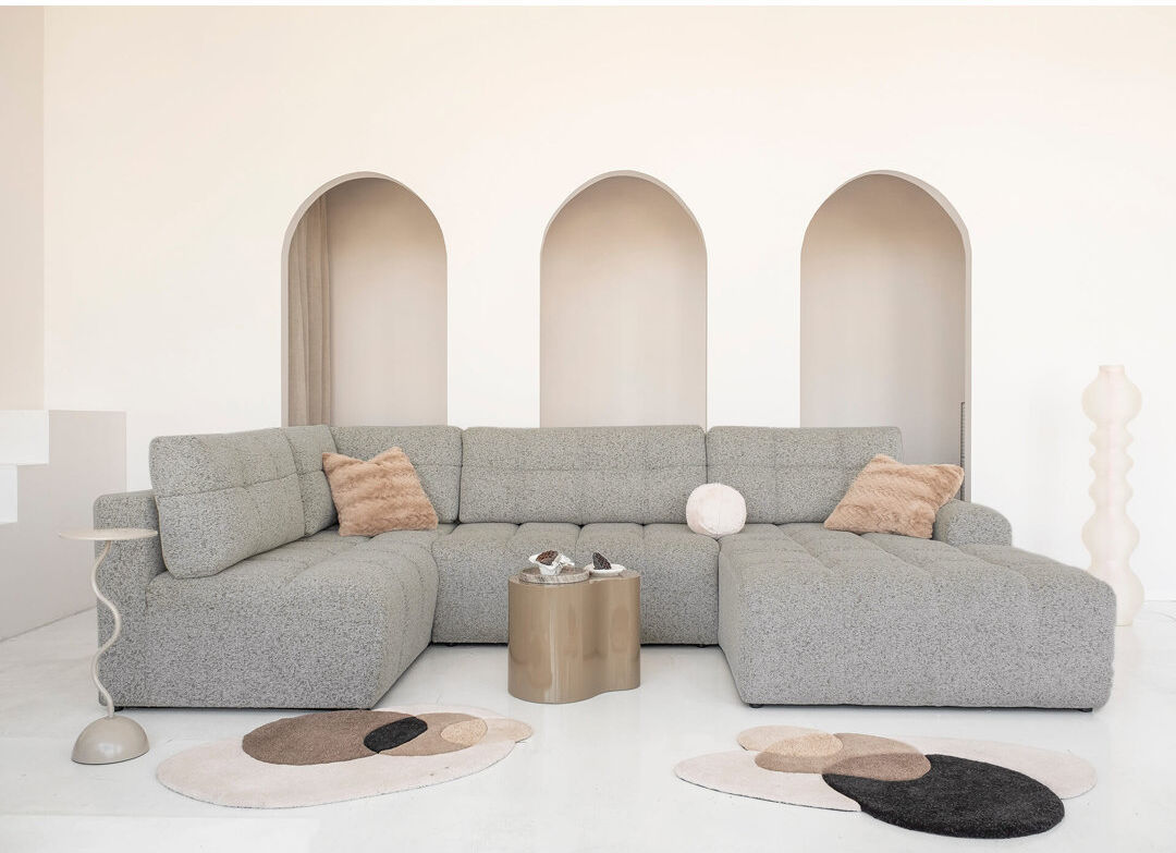 MiuForm Lulu 8 Seater Corner Sofa Bed in Grey 94cm H X 333cm W X 187cm D