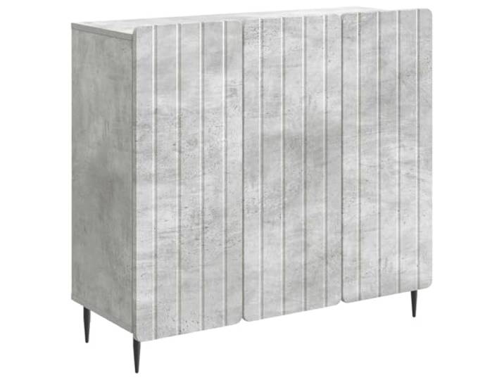 GFMGUEMV Sideboard Betongrau 89 x 34,5 x 82 cm aus Holzwerkstoff mit Türen Moderne Kommode, Pendeltüren, Stahlbeine, vielseitig, pflegeleichte Oberfläche