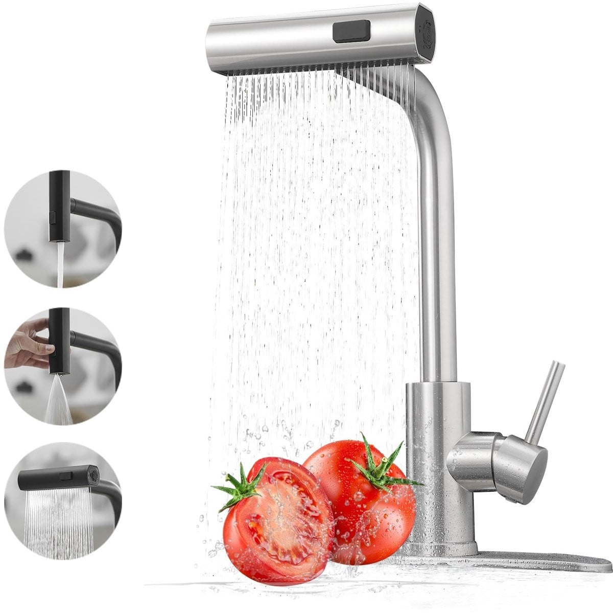 Solidchoice Keuken Mengkraan met Uittrekbare Spray, RVS, Geborsteld Staal, Zilver