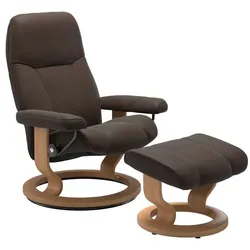 Stressless Sessel mit Hocker Consul Classic Leder Braun Batick Brown S (Small)