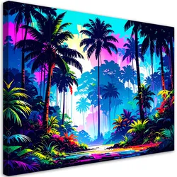 LEINWANDBILD Palmen Dschungel Bunte Abstrakt 60x40cm