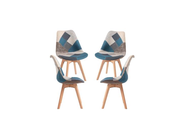 4er Set Synk Patchwork Stühle - Blau