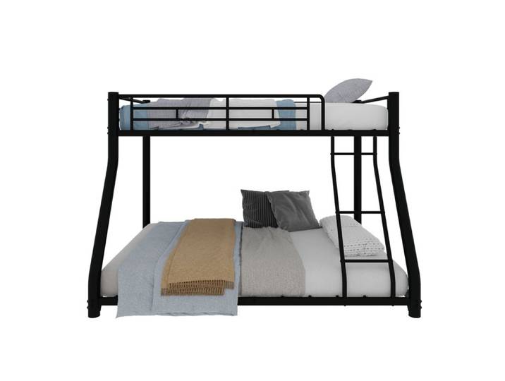 Lit superposé en métal Sommiers inclus - 90/140 x 190 cm - Noir