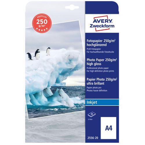 AVERY Zweckform Fotopapier 2556-20 DIN A4 hochglänzend 250 g/qm 20 Blatt