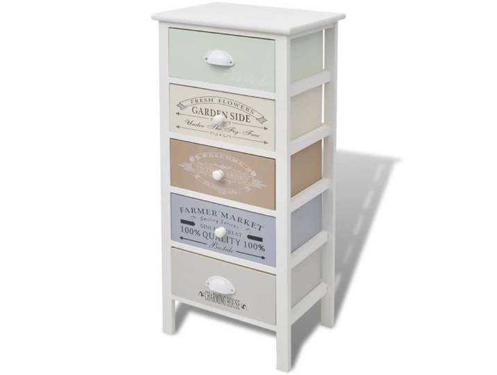 CHIC Meuble de Rangement Armoire chambre Garde-robe en style français 5 tiroirs Bois 2709