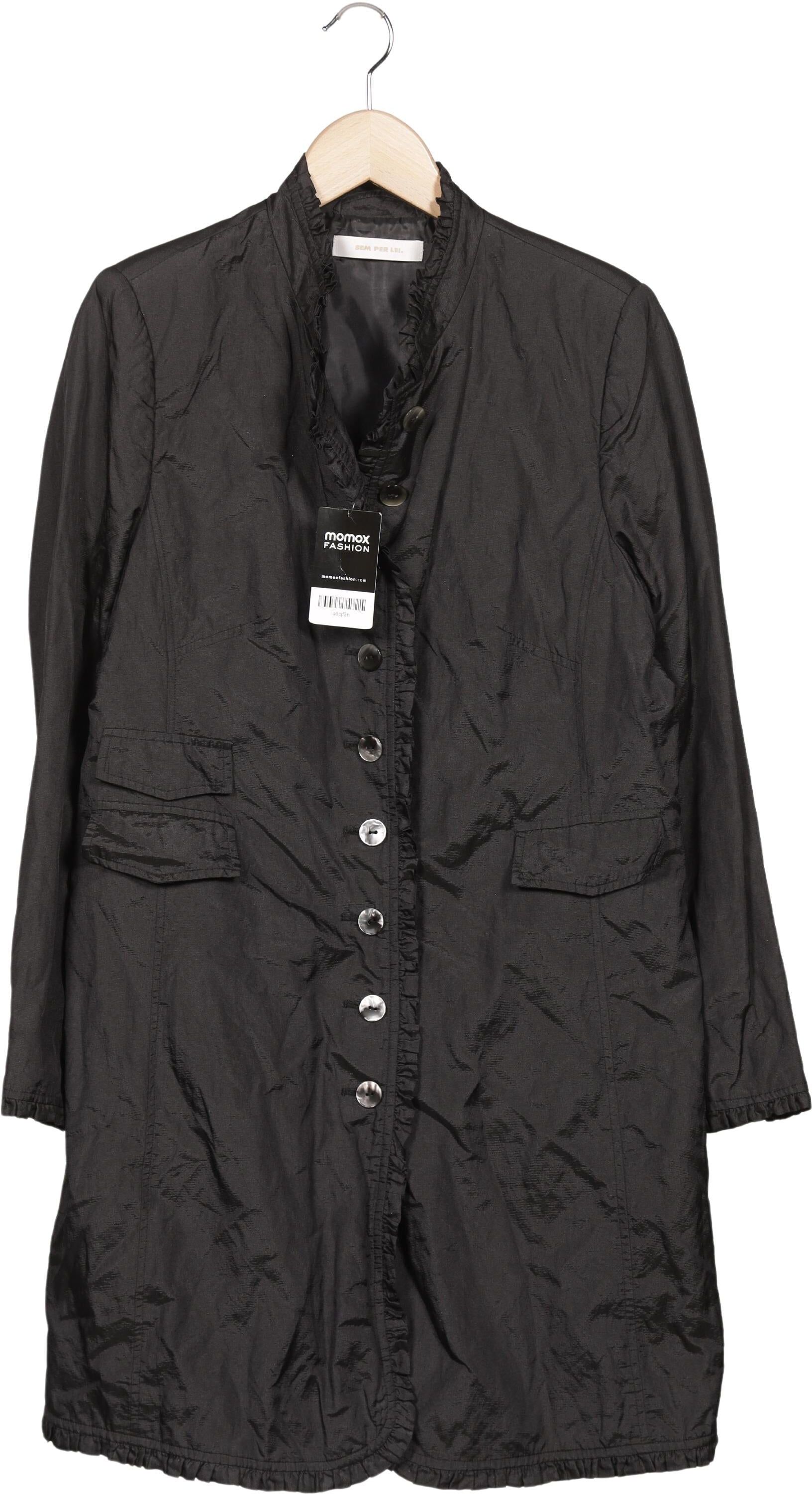 SEM PER LEI Damen Mantel, Schwarz, Gr. EU 42, Synthetik / Baumwolle - Second Hand