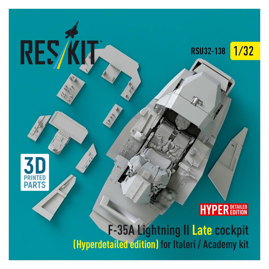 ResKit F-35A Lightning II Late cockpit (Hyperdetailed edition) for Italeri / Academy kit (3D Printed) (RSU32-0138)