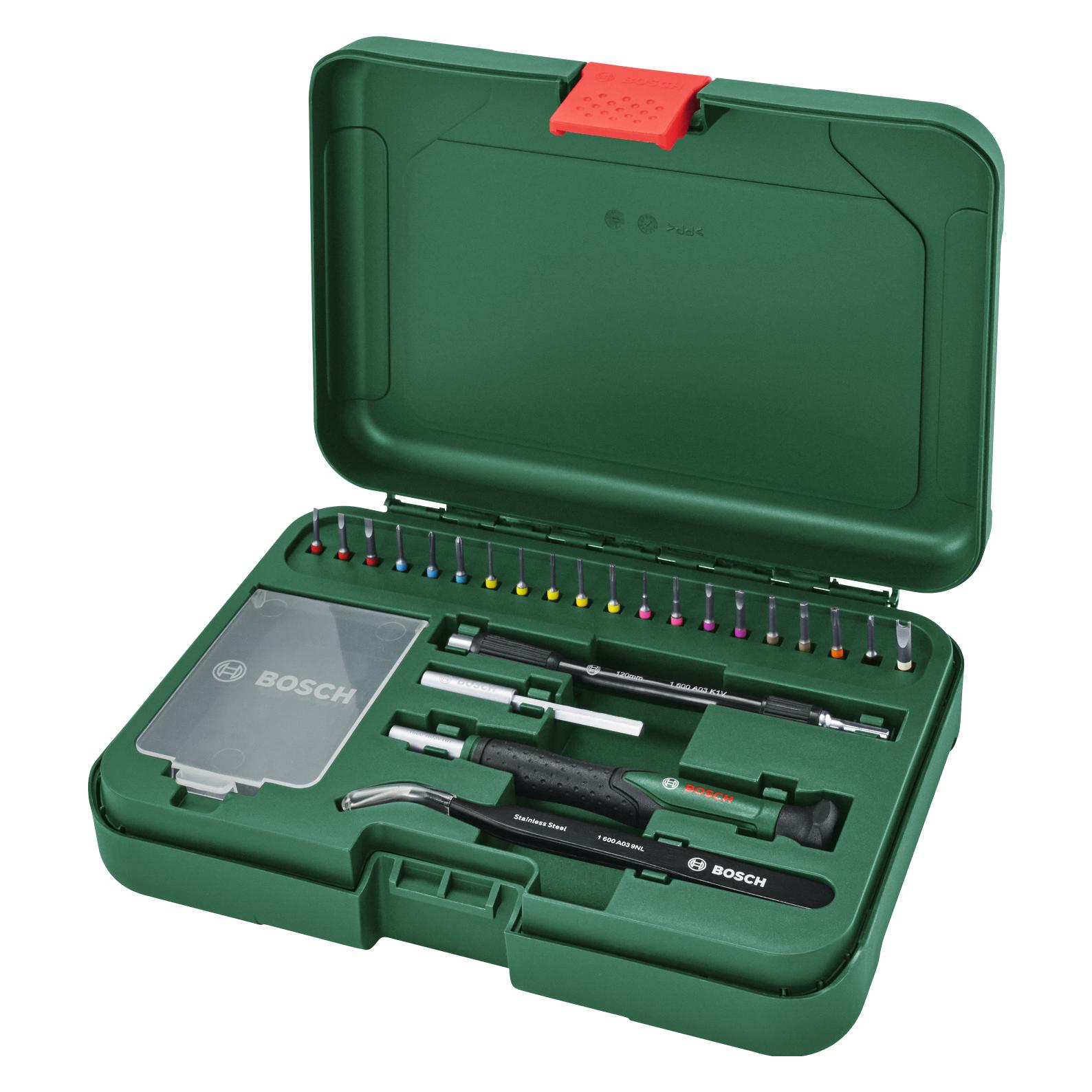 Bosch Zubehör Präzisions-Bit-Schraubendreher Set, 24-tlg. (Innensechskant) (1600A039HT)