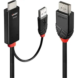 Lindy HDMI an DisplayPort Adapterkabel (2 m), Videokabel, Schwarz