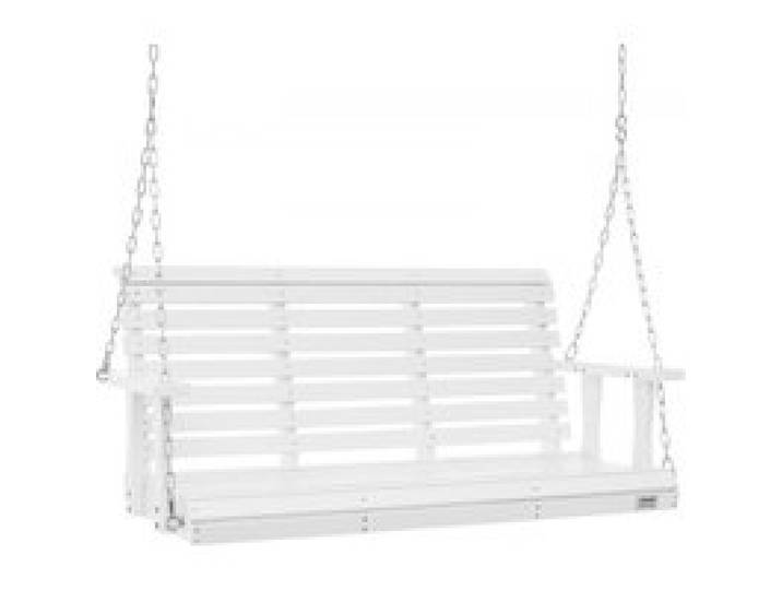 VEVOR Balançoire de porche en bois, 1370x710x600 mm, banc de terrasse pour cour et jardin, forte capacité de charge 400 kg, banc de balançoire robuste avec chaînes de suspension pour extérieur, blanc