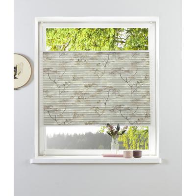 Plissee OTTO HOME "MYNNI" Gr. 13, grau (sand), B:60cm H:210cm, Obermaterial: 100% Polyester, Plissees, florales Muster, Sonnenschutz, für Tür & Fenster- NEUHEIT