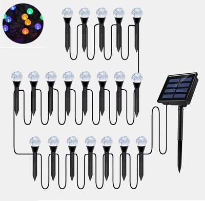 Inspired Finds Solar RGB LED Bubble Ball Lights Outdoor 8 Mode Waterproof Passage Lawn & Garden Lighting 20led rgb