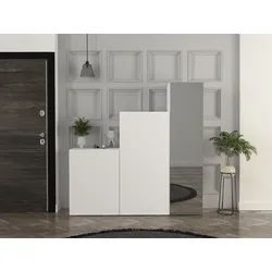 Kleiderschrank mit 3 Türen - beliebig kombinierbar - Mit Spiegel - 160 cm - Weiß - TELEZA