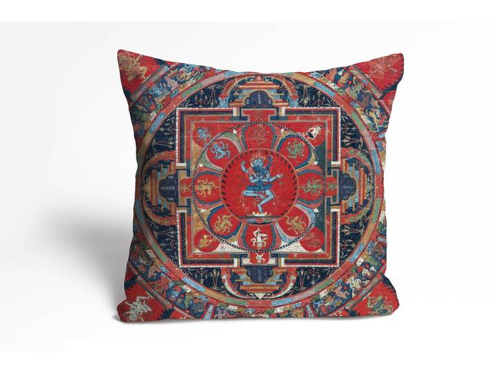 Dekokissen QUEENCE Buddhismus , bunt (bunt, bedruckt), B:40cm L:40cm, Polyester, Dekokissen_Sitzkissen_Kissenhüllen, Dekokissen, Kissenhülle ohne Füllung, 1 Stück