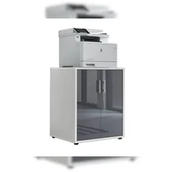 moebel-dich-auf Druckerkommode TABOR in weiß / anthrazit Hochglanz, Druckerschrank, Kommode, Metallgriffe, 54 cm breit