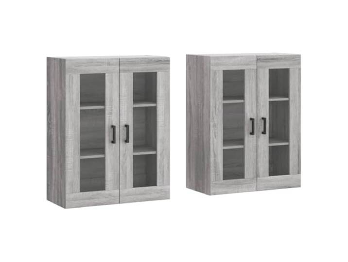GHVBNMF 2er Set Wandschrank Grau Sonoma Holzwerkstoff mit Glastür Platzsparende Hängeschränke fürs Wohnzimmer mit viel Stauraum, eleganten Glastüren und vielseitiger Wandmontage.
