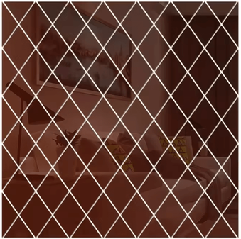 Inspire Curations 3D Rhombus Acrylic Mirror Wall Sticker Set brown 50x50cm 17pcs