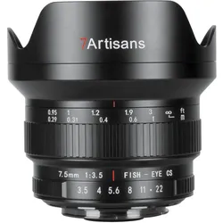7artisans 7,5mm f/3,5 Fisheye für Nikon F (APS-C) (Nikon F, APS-C / DX), Objektiv, Schwarz