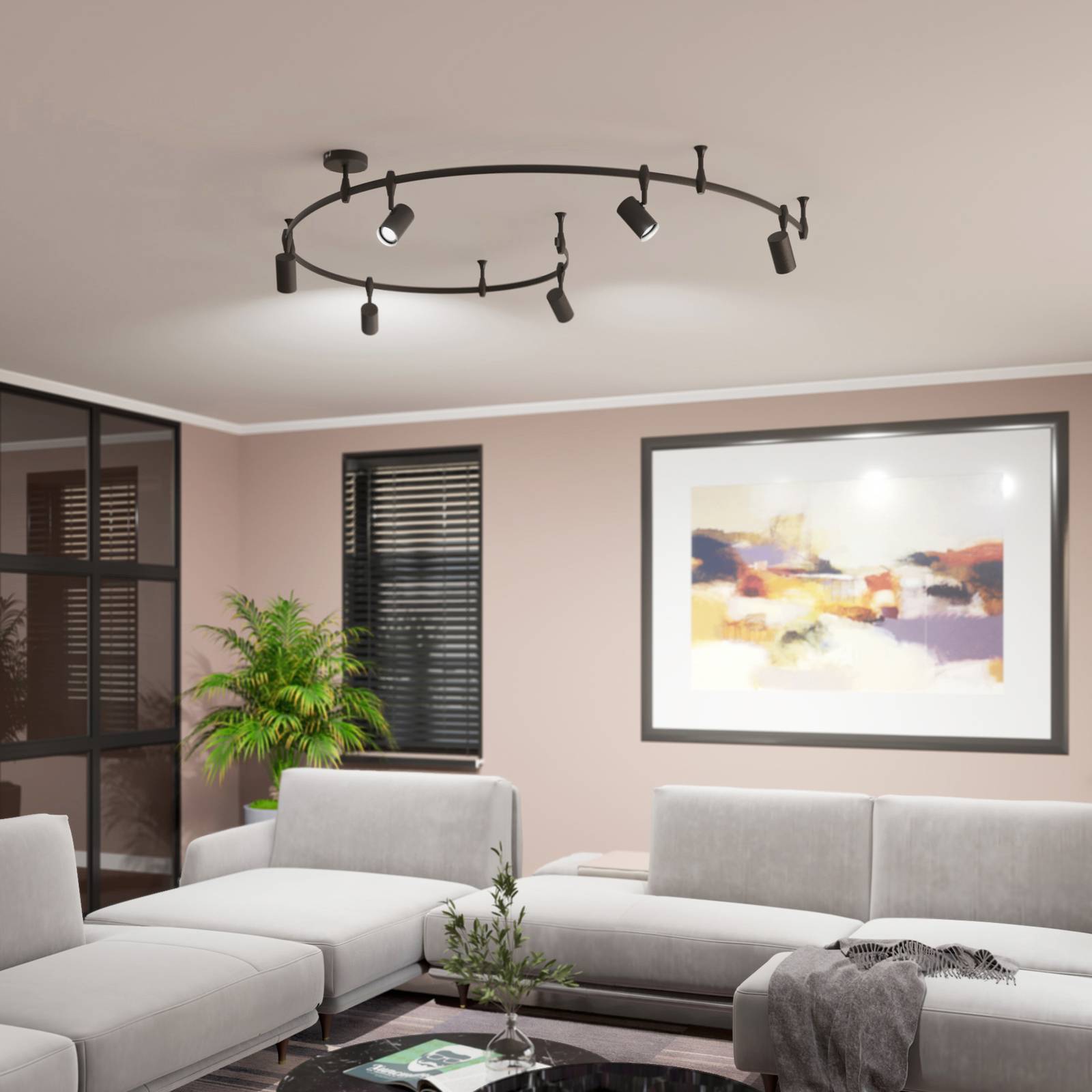Lindby Schienensystem Delila, schwarz, flexibel einsetzbar Delila Lindby, dimmbar, schwarz, für Wohn- / Esszimmer, Metall, Modern, Stromschienenleuchte