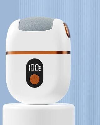 Inspired Finds Rechargeable Electric Foot Exfoliator Pedicure Kit With 3 Grinding Heads And Foot Cleaning Brush white